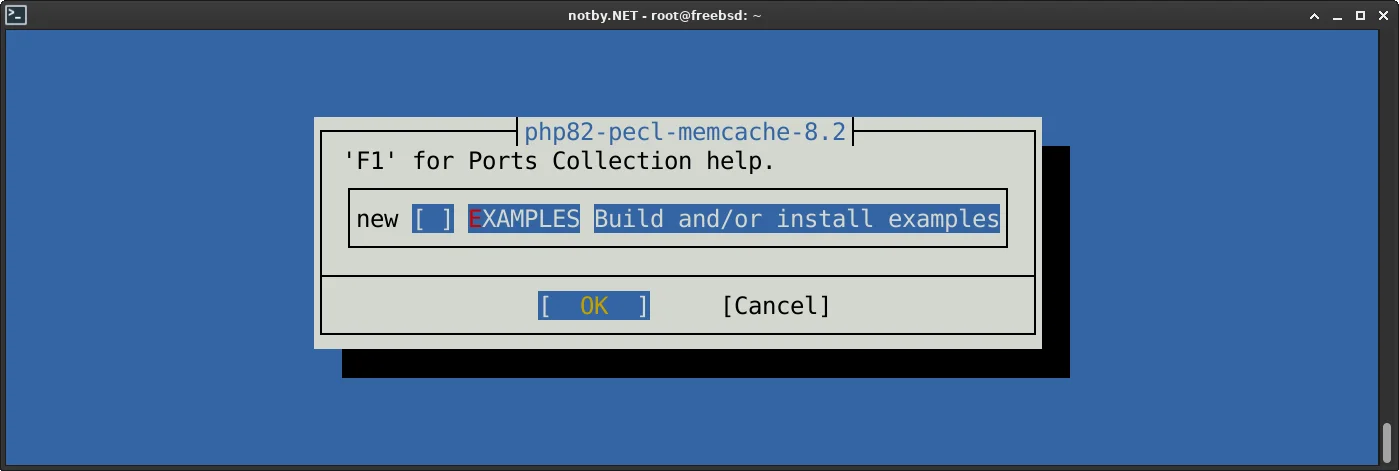 Сборка и установка расширения php82-pecl-memcache-8.2 через порты в FreeBSD. Выбор конфигурации сборки порта.
