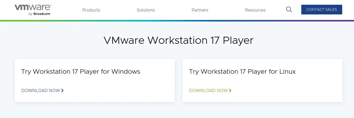 Раздел Download VMware Workstation 17 Player сайта www.vmware.com