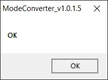 Windows 10, программа ModeConverter v1.0.1.5, окно c сообщение OK, процесс модификации USB-флешки успешно завершен