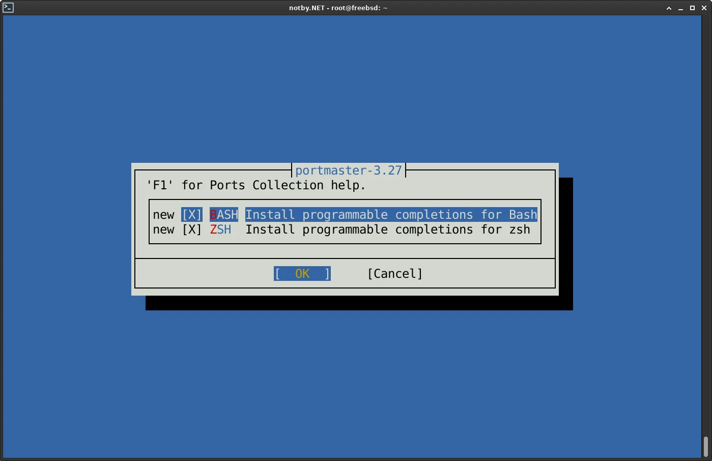 FreeBSD установка portmaster из коллекции портов, конфигурация параметров для сборки