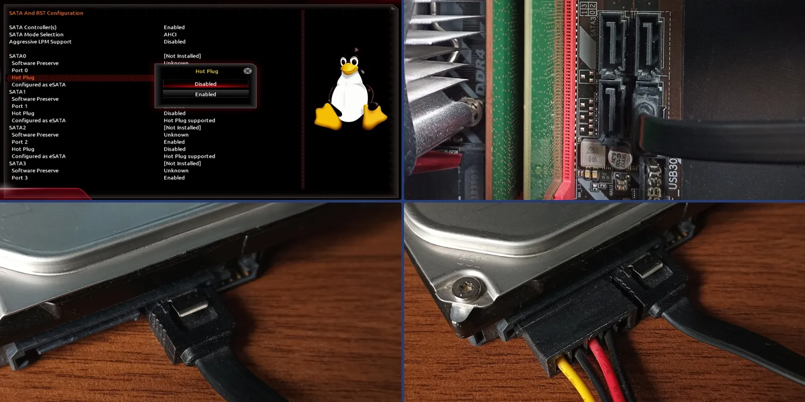 Изображение предпросмотра статьи: Горячее подключение SATA накопителя в Linux