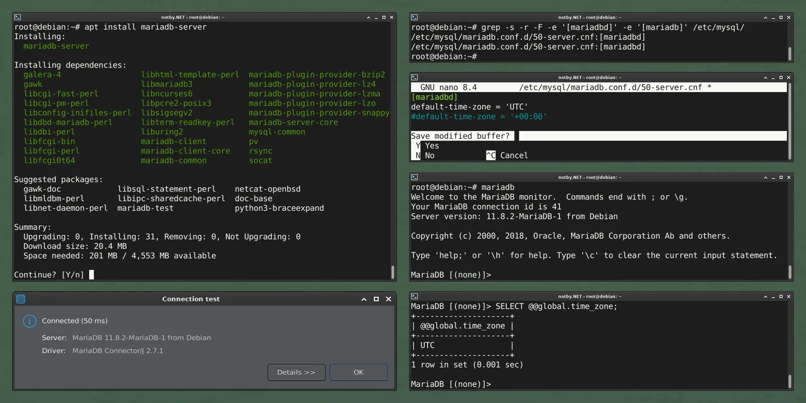 Изображение предпросмотра статьи: Установка MariaDB 11.8 в Debian 13