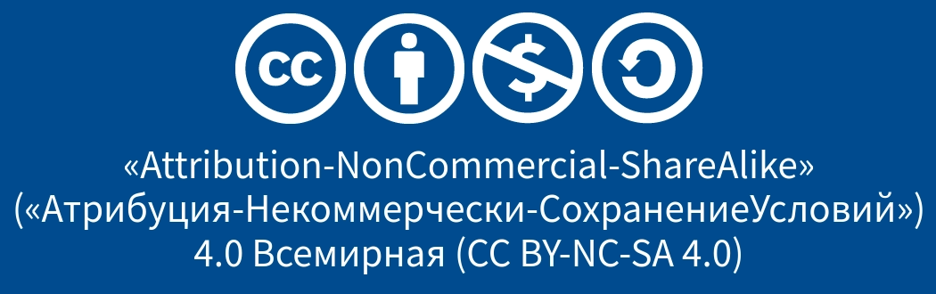Значки лицензии Creative Commons Attribution NonCommercial ShareAlike 4.0 International (CC BY-NC-SA 4.0)
